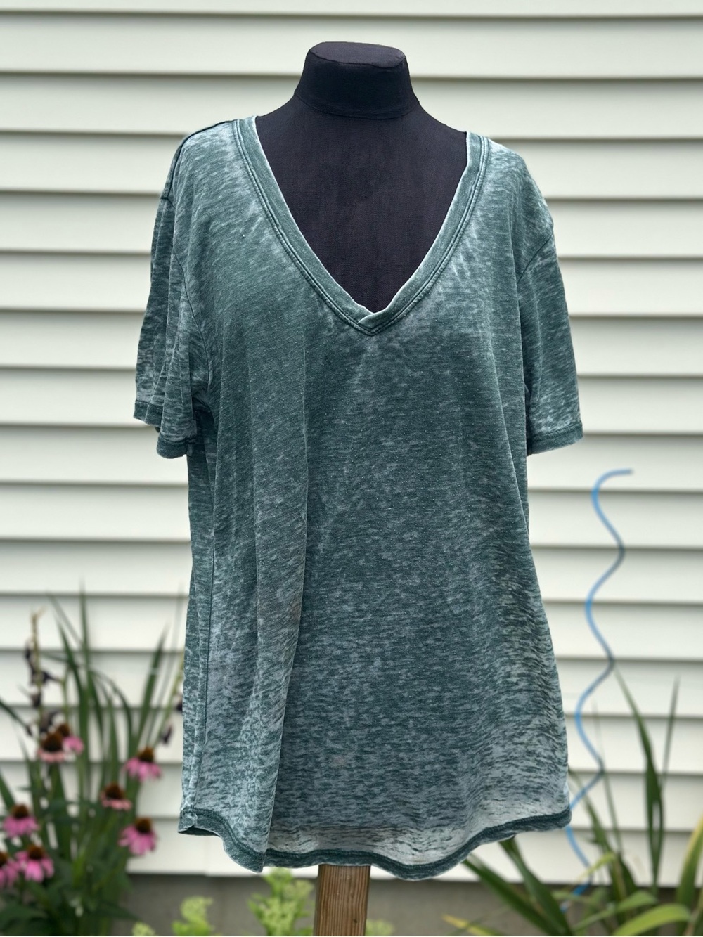 Altar'd State Washed Teal V-Neck Short Sleeve Tee